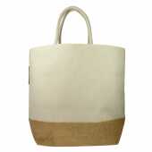 Katoenen shopper met jute bodem Katoenen shopper met jute bodem